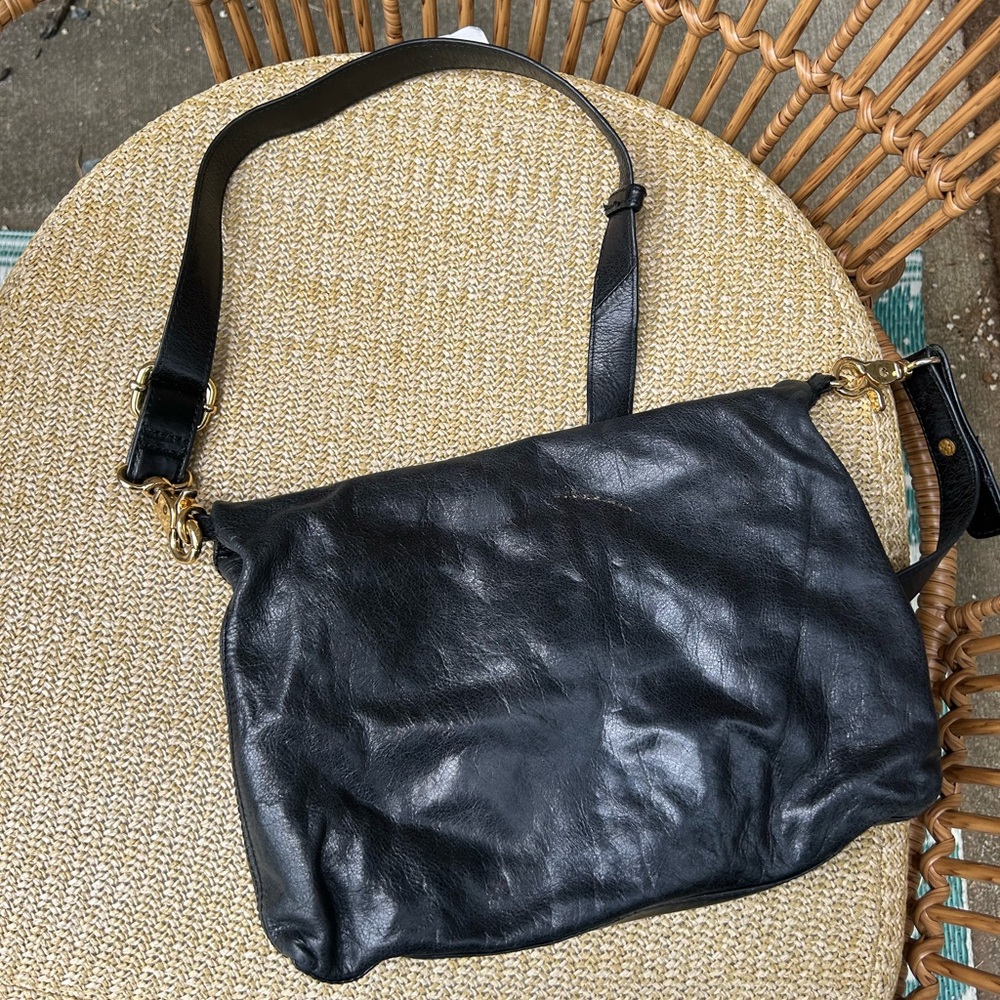 Tory Burch Dena messenger foldover black leather bag - Picture 12 of 14